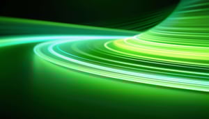 Close-up of spinning green and blue bands of light rising into a column